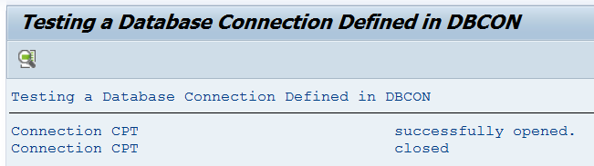 ABDC_TEST_CONNETION output for a working connection